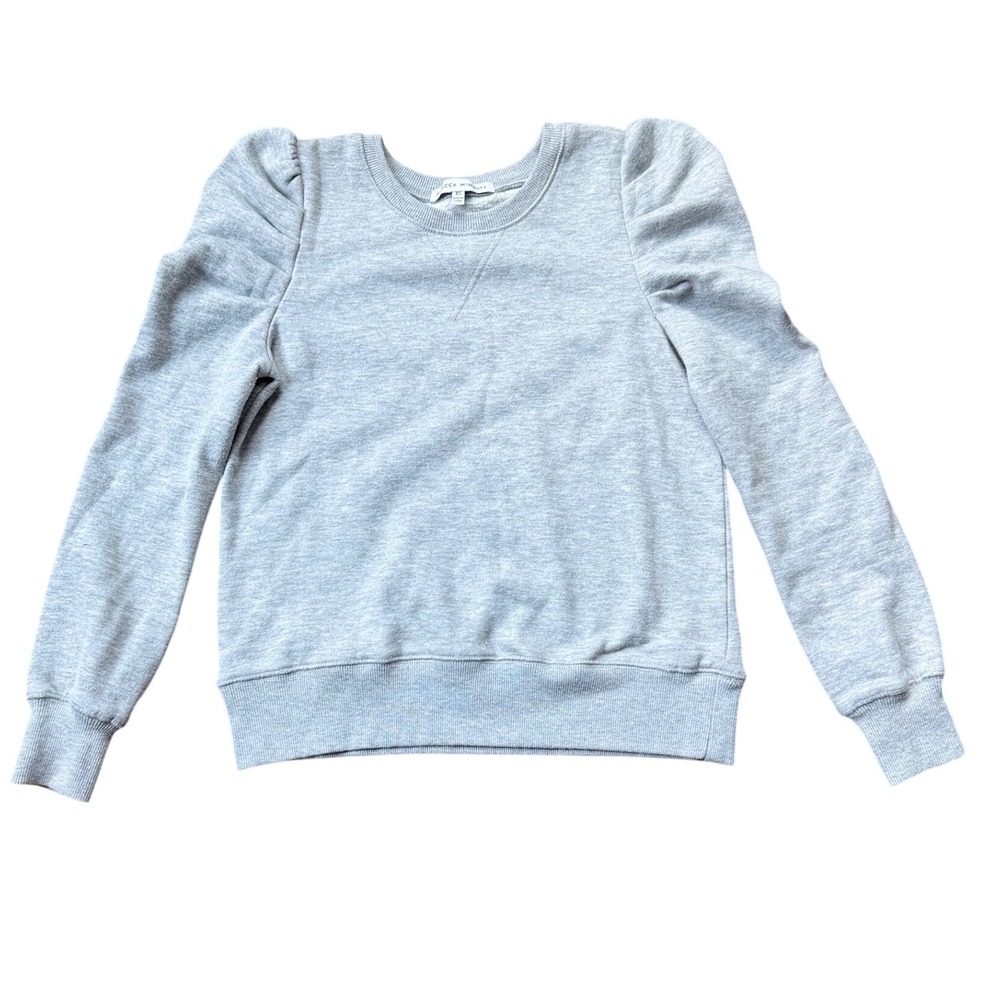 Rebecca Minkoff Janine Sweatshirt Women XS Gray EUC Puff Shoulder Long Sleeve - Picture 2 of 10